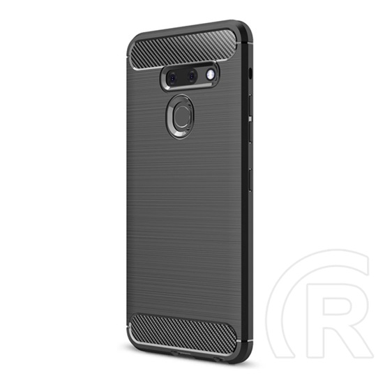 Gigapack LG G8 ThinQ Szilikon telefonvédő (légpárnás sarok, szálcsiszolt, karbon minta, fekete)