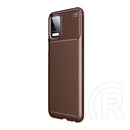 Gigapack LG K52 (LMK520) szilikon telefonvédő (közepesen ütésálló, szálcsiszolt, karbon minta) barna