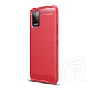 Gigapack LG K52 (LMK520) szilikon telefonvédő (közepesen ütésálló, szálcsiszolt, karbon minta) piros