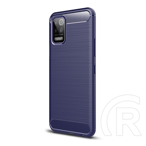 Gigapack LG K52 (LMK520) szilikon telefonvédő (közepesen ütésálló, szálcsiszolt, karbon minta) sötétkék
