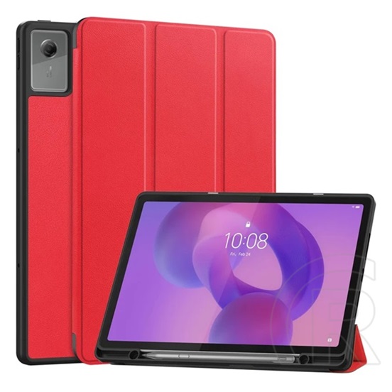 Gigapack Lenovo Idea Tab Plus (TB361FU) tok álló, bőr hatású (aktív flip, trifold, asztali tartó, ceruza tartó) piros