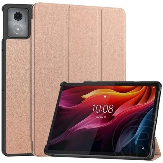 Gigapack Lenovo Tab K11 Plus (TB352) tok álló, bőr hatású (aktív flip, oldalra nyíló, trifold, asztali tartó) rozéarany