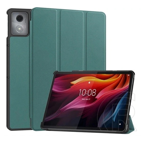 Gigapack Lenovo Tab K11 Plus (TB352) tok álló, bőr hatású (aktív flip, oldalra nyíló, trifold, asztali tartó) sötétzöld
