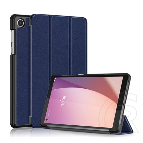 Gigapack Lenovo Tab M8 Gen4 (TB300X) LTE tok álló, bőr hatású (flip, oldalra nyíló, trifold, asztali tartó) sötétkék
