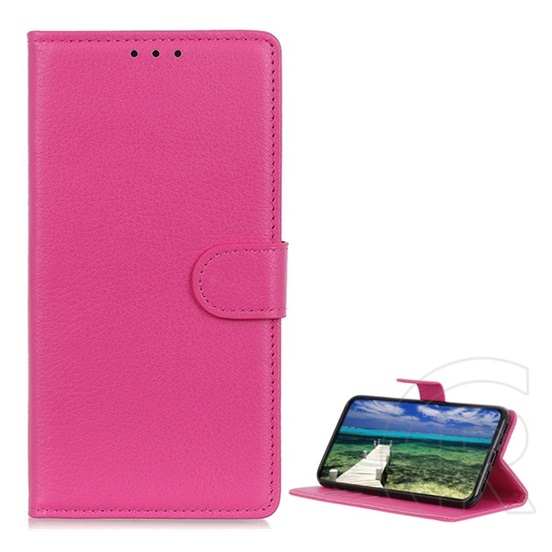 Gigapack Motorola Edge 30 (XT2203-1) tok álló, bőr hatású (flip, asztali tartó funkció, prémium) rózsaszín