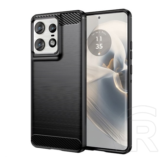 Gigapack Motorola Edge 50 Pro 5G szilikon telefonvédő (ütésállóság, légpárnás sarok, szálcsiszolt, karbon minta) fekete
