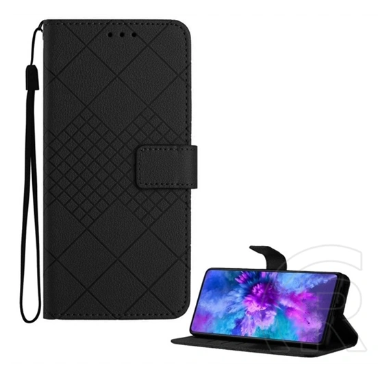 Gigapack Motorola Edge 70 Pro tok álló, bőr hatású (flip, oldalra nyíló, asztali tartó, négyzet, prémium) fekete