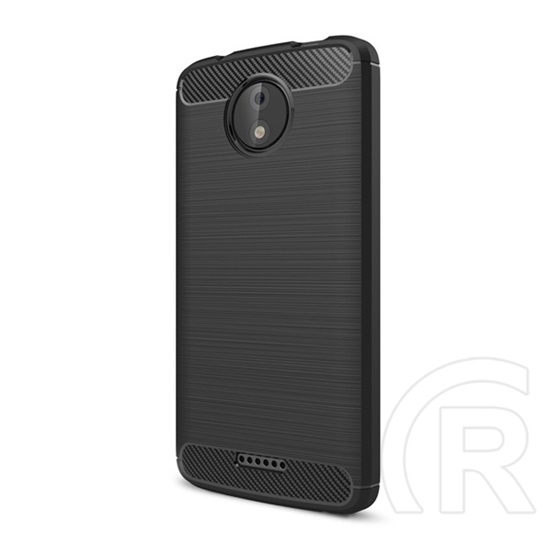Gigapack Motorola Moto C+ Szilikon telefonvédő (légpárnás sarok, szálcsiszolt, karbon minta, fekete)