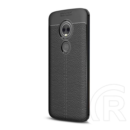 Gigapack Motorola Moto E5 Szilikon telefonvédő (bőr hatású, varrás minta, fekete)