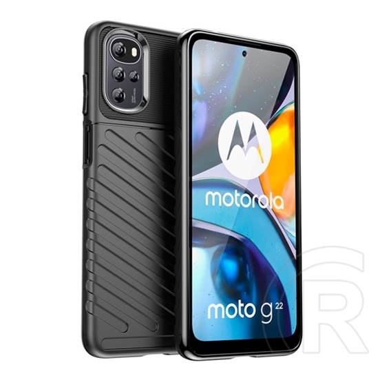 Gigapack Motorola Moto G22 (XT2231) szilikon telefonvédő (közepesen ütésálló, csíkos, dombor minta) fekete
