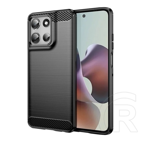 Gigapack Motorola Moto G56 5G (XT2529) szilikon védő (ütésállóság, légpárnás sarok, szálcsiszolt, karbon minta) fekete