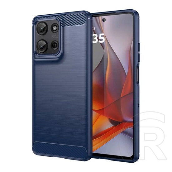Gigapack Motorola Moto G75 szilikon telefonvédő (ütésállóság, légpárnás sarok, szálcsiszolt, karbon minta) sötétkék
