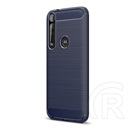 Gigapack Motorola Moto G8+ Szilikon telefonvédő (légpárnás sarok, szálcsiszolt, karbon minta, sötétkék)