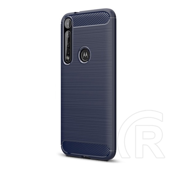 Gigapack Motorola Moto G8+ Szilikon telefonvédő (légpárnás sarok, szálcsiszolt, karbon minta, sötétkék)