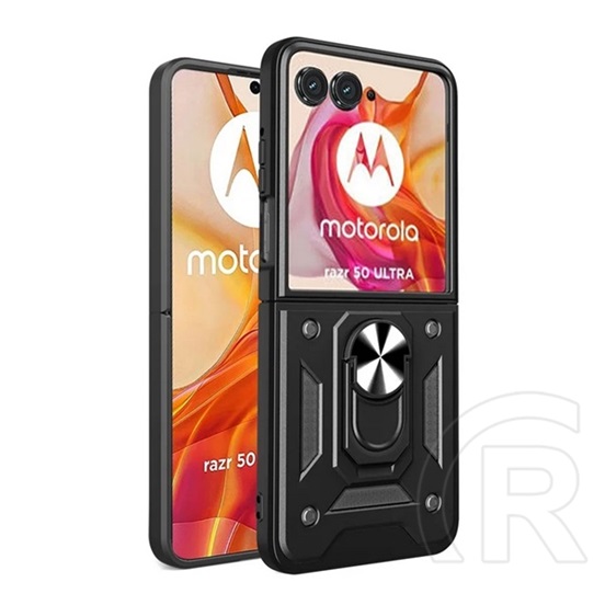 Gigapack Motorola Razr 50 Ultra defender szilikon telefonvédő (ütésállóság, tartógyűrű, kameravédő) fekete