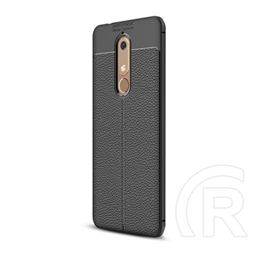 Gigapack Nokia 5.1 Szilikon telefonvédő (bőr hatású, varrás minta, fekete)