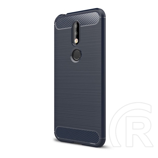 Gigapack Nokia 7.1 Szilikon telefonvédő (légpárnás sarok, szálcsiszolt, karbon minta, sötétkék)