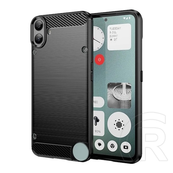 Gigapack Nothing CMF Phone 1 szilikon telefonvédő (ütésállóság, légpárnás sarok, szálcsiszolt, karbon minta) fekete