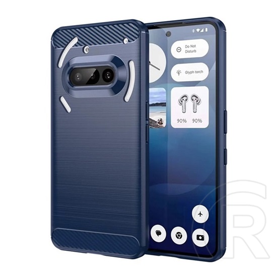 Gigapack Nothing Phone (3a) szilikon telefonvédő (ütésállóság, légpárnás sarok, szálcsiszolt, karbon minta) sötétkék