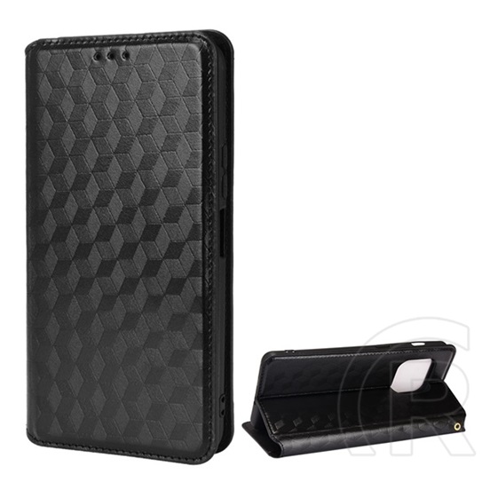 Gigapack OnePlus 10 Pro 5G tok álló, bőr hatású (flip, asztali tartó funkció, teljes 3d rombusz minta, prémium) fekete