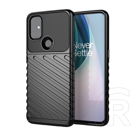 Gigapack OnePlus Nord N10 szilikon telefonvédő (közepesen ütésálló, csíkos, dombor minta) fekete
