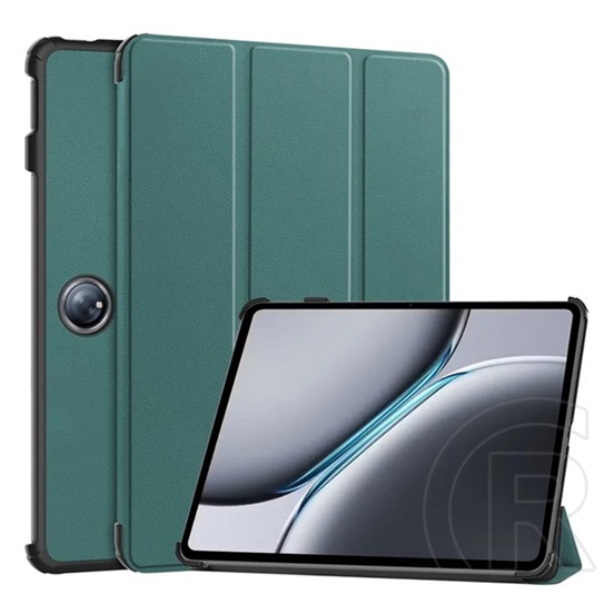 Gigapack OnePlus Pad 2 tok álló, bőr hatású (aktív flip, trifold, asztali tartó) sötétzöld