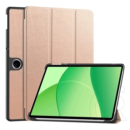 Gigapack OnePlus Pad Lite tok álló, bőr hatású (aktív flip, oldalra nyíló, trifold, asztali tartó) rozéarany