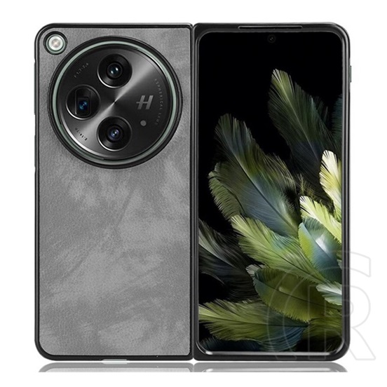 Gigapack Oneplus Open műanyag telefonvédő (bőr hatású bevonat) szürke