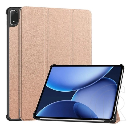 Gigapack Oneplus Pad 3 tok álló, bőr hatású (aktív flip, oldalra nyíló, trifold, asztali tartó) rozéarany