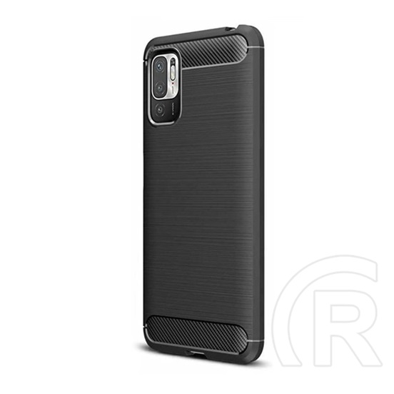 Gigapack Oppo A16s szilikon telefonvédő (közepesen ütésálló, szálcsiszolt, karbon minta) fekete
