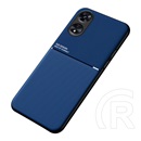 Gigapack Oppo A17 műanyag telefonvédő (szilikon keret, közepesen ütésálló, bőr hatású hátlap, csíkos minta) sötétkék