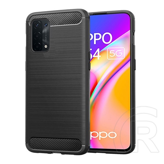 Gigapack Oppo A74 5G szilikon telefonvédő (közepesen ütésálló, légpárnás sarok, szálcsiszolt, karbon minta) fekete