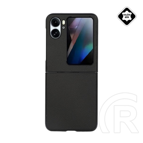 Gigapack Oppo Find N2 Flip műanyag telefonvédő (valódi bőr bevonat) fekete