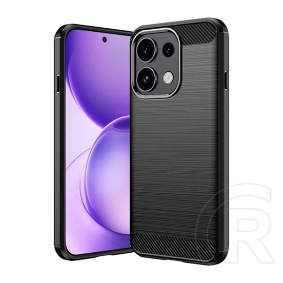 Gigapack Oppo Reno16 F szilikon telefonvédő (ütésállóság, légpárnás sarok, szálcsiszolt, karbon minta) fekete
