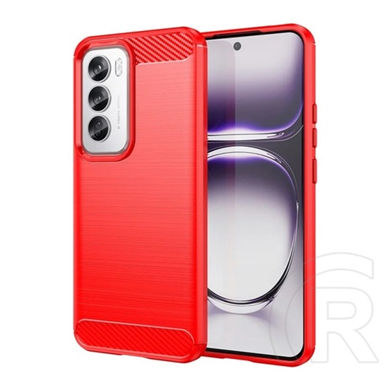 Gigapack Oppo Reno 12 Pro 5G szilikon telefonvédő (ütésállóság, légpárnás sarok, szálcsiszolt, karbon minta) piros