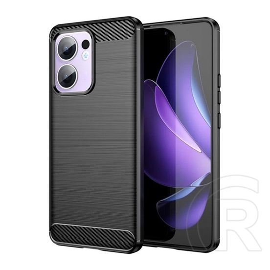 Gigapack Oppo Reno 13 FS szilikon telefonvédő (ütésállóság, légpárnás sarok, szálcsiszolt, karbon minta) fekete
