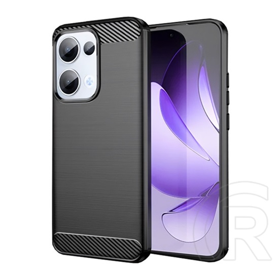 Gigapack Oppo Reno 13 szilikon telefonvédő (ütésállóság, légpárnás sarok, szálcsiszolt, karbon minta) fekete