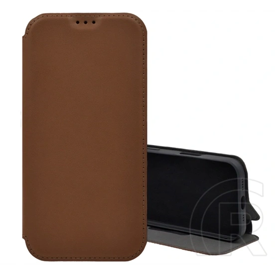 Gigapack Poco M8 Pro tok álló, bőr hatású (flip, oldalra nyíló, asztali tartó, mikrofiber plüss belső) sötétbarna