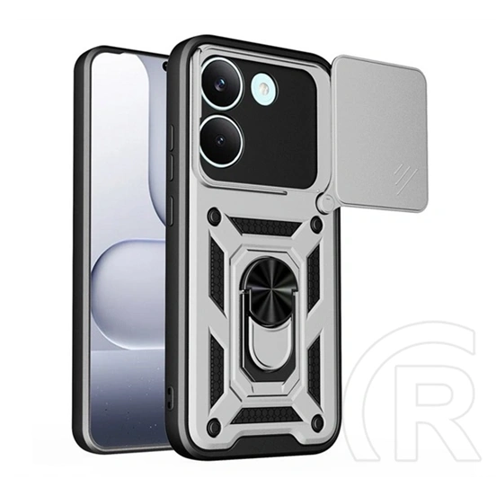 Gigapack Poco X8 Pro defender szilikon telefonvédő (ütésállóság, tartógyűrű, kameravédő) ezüst
