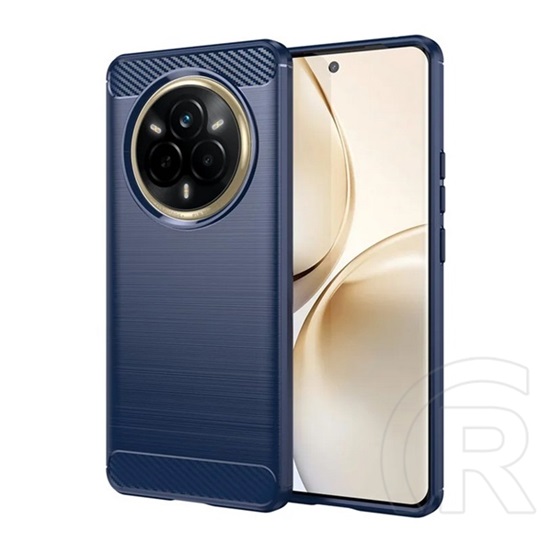 Gigapack Realme 14 Pro szilikon telefonvédő (ütésállóság, légpárnás sarok, szálcsiszolt, karbon minta) sötétkék
