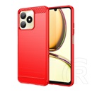 Gigapack Realme C53 szilikon telefonvédő (közepesen ütésálló, légpárnás sarok, szálcsiszolt, karbon minta) piros