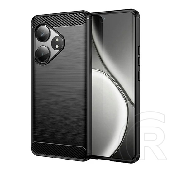 Gigapack Realme GT 6T  szilikon telefonvédő (ütésállóság, légpárnás sarok, szálcsiszolt, karbon minta) fekete