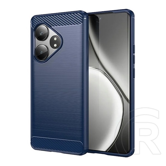 Gigapack Realme GT 6T  szilikon telefonvédő (ütésállóság, légpárnás sarok, szálcsiszolt, karbon minta) sötétkék
