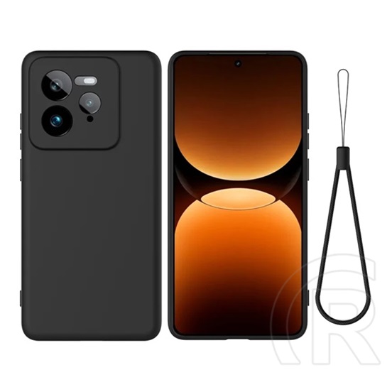 Gigapack Realme GT 7 Pro 5G szilikon védő (matt, mikrofiber plüss karcolásmentesítő belső, prémium + kézpánt) fekete