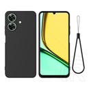 Gigapack Realme Note 60 szilikon telefonvédő (matt, mikrofiber plüss karcolásmentesítő belső, prémium + kézpánt) fekete