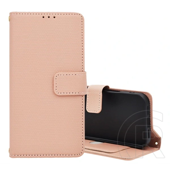 Gigapack Redmi 14C 4G tok álló, bőr hatású (flip, asztali tartó, rombusz, bankkártya tartó, mágnescsat) rózsaszín