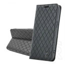 Gigapack Redmi 14C 4G tok álló, bőr hatású (flip, oldalra nyíló, asztali tartó, 3d rombusz, kártyatartó) fekete