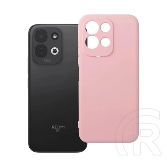 Gigapack Redmi 17 5G szilikon telefonvédő (matt, mikrofiber plüss karcolásmentesítő belső, prémium) rózsaszín