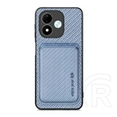 Gigapack Redmi Note 17 4G szilikon telefonvédő (ütésálló, bőr hatású, mágneses, kártyatartó, karbon minta) sötétkék