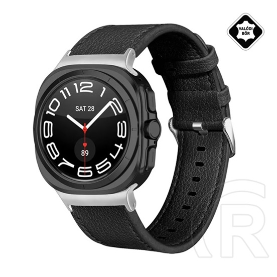 Gigapack SamsungGalaxy Watch 8 eSIM 44mm (SM-L335)  pótszíj (egyedi méret, valódi bőr) fekete
